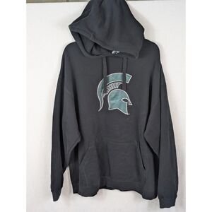 Michigan State Spartans Patch Logo Hoodie Sweatshirt Black Men's Size XL